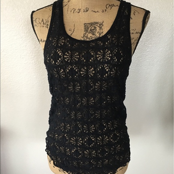 black crochet tank top